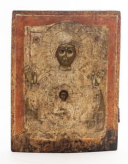 Russian Icon "Our Lady of the Sign" 19th C.