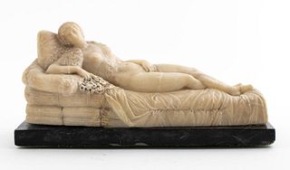 Grand Tour Style Alabaster Reclining Nude Woman