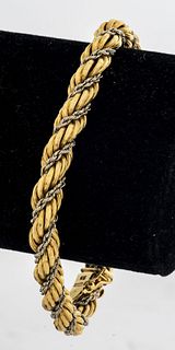 Italian 18K Two-Tone Gold Rope Chain Bracelet