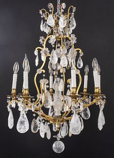 French Louis XVI Style Rock Crystal Chandelier