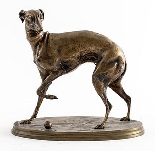 P. J. Mene "Whippet" Bronze Animalier Sculpture