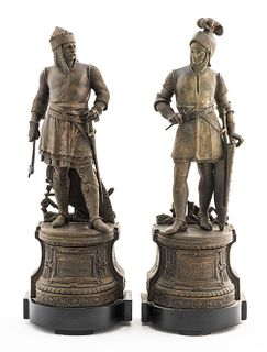 Bronze Bookends of Historical Figures, Pair