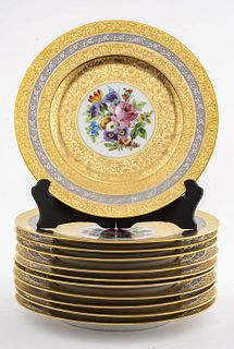 Royal China Gilt Porcelain Plates, Set of 12