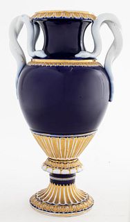 Meissen Serpent Handle Cobalt Porcelain Vase