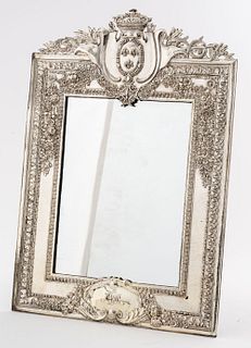 French Louis XVI Style Silver-Plate Mirror