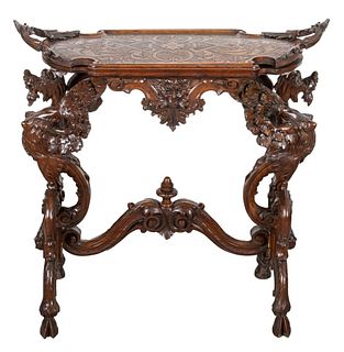 Renaissance Revival Oak Tray Table