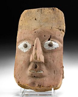 Huari Painted Wood Mummy Mask w/ Large Eyes, ex-Museum