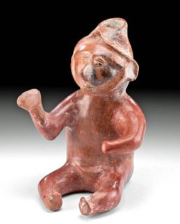 Colima Pottery Seated Warrior Figural Vessel