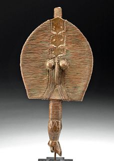 19th C. African Kota Wood & Brass Reliquary Figure