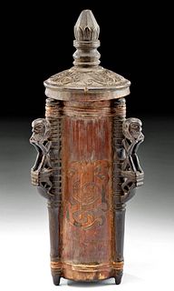 Early 20th C. Indonesian Dayak Wooden Medicine Box