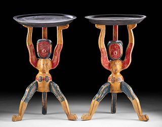 Matched Pair Mid 20th C. American Folk Art Tables