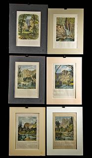 Six 19th C. Hand Colored Engravings of Yosemite