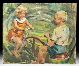 William Draper Painting - "Children at Play" (1953)