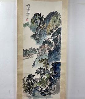 Ren Zhenhan(1907-) Chinese Painting Guilin Landscape