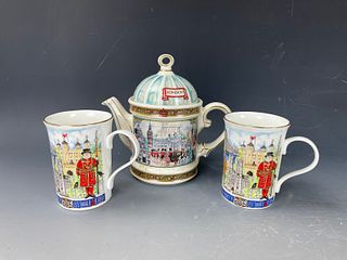 A England Porcelain  Teapot and Two Cups