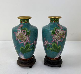 A Pair of Chinese Cloisonne Enamel Vase
