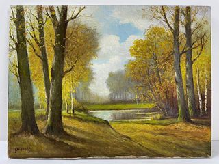 A Landscape on Canvas by H. Verhaaf (1890 - 1970)