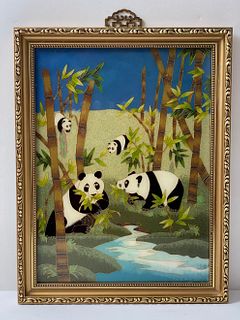 A Framed Cloisonne Panda