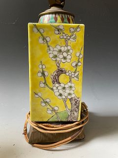 A Chinese Porcelain square vase lamp
