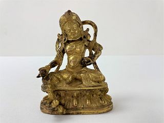 A Tibetan Gilt Bronze Buddha Figure 