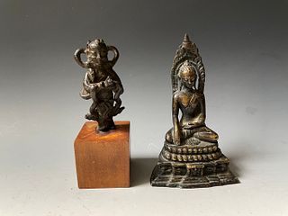 Two Antique Bronze Buddha Figures