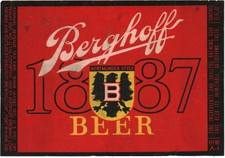 1940 Berghoff 1887 Beer 12oz CS14-16V - Fort Wayne, Indiana