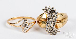 Two 10K gold and diamond rings, 3.1dwt.