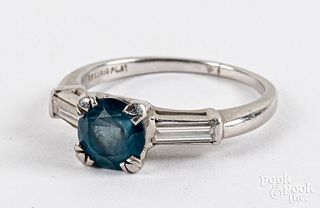Platinum, diamond, and colored stone ring