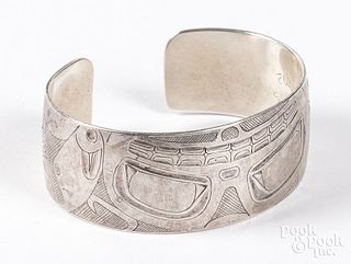 Northwest coast sterling silver cuff bracelet, by