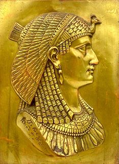 Brass Plated Copper Relief Plaque, Nitocris Queen of Babylon