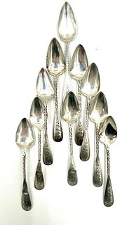 Ten Dutch Silver Demitasse Spoons
