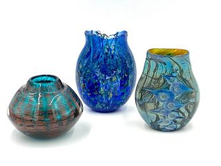 Mark Sudduth Art Glass Vase and Two Others