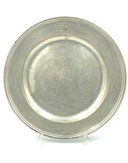 Large English Pewter Charger,  17th/18thc.