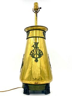 Egyptian Motif Brass and Metal Table Lamp