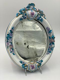 German or Continental Porcelain Wall Mirror