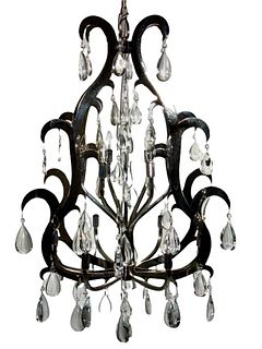 Luminaire Louis XVth Style Chrome Chandelier and Sconces