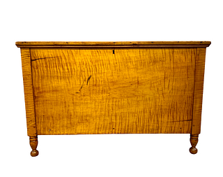 American Curly Maple Lift Top Blanket Chest, 19thc.