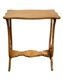 American Curly Maple Side Table, 19thc.