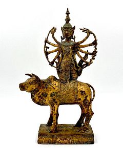 Thai Gilt Bronze Shiva on Nandi