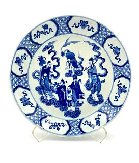 Chinese Qing Style Blue and White Porcelain Charger