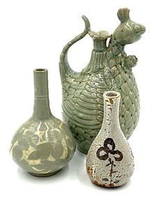 Three Korean Celadon Vases