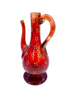 Antique Bohemian Glass Ewer for Turkish Market