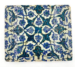 An Indian or Persian Glazed Architectural Tile