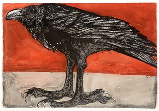 Leonard Baskin (1922–2000) – Crow with Red Sky (1983) 