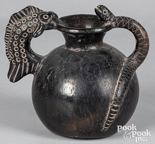 South American Indian zoomorphic blackware vessel