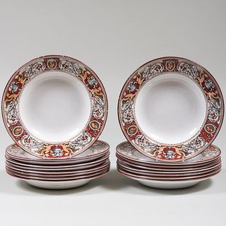Set of Twelve Minton Porcelain Soup Plates in the 'Florentine' Pattern