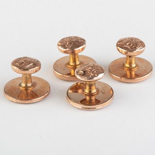 Set of Four Rose Gold Engraved Dress Buttons