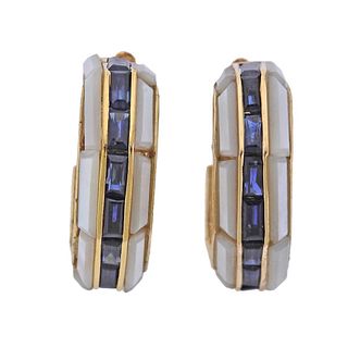 Assael 18k Gold Sapphire Mother of Pearl Earrings
