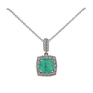Kallati Colombian Emerald Diamond Gold Pendant Necklace