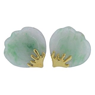 Tiffany & Co Jade Petal Earrings